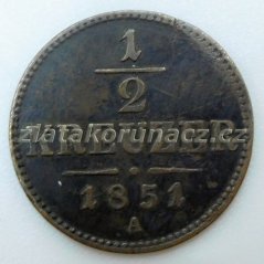 1/2 krejcar F.J.I.-1851 A