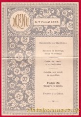 Francie - svatební menu - 1888
