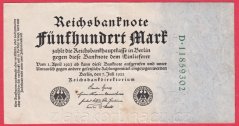 Německo - 500 mark 7.7.1922 - série D - zel.8 m.č.