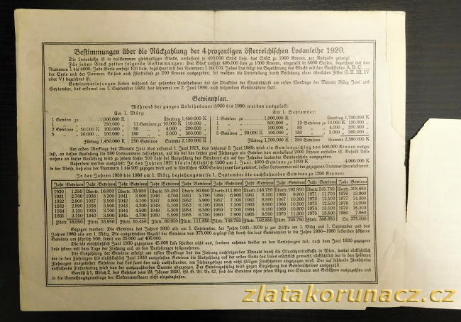 Rakousko - dluhopis na 200 k - 9 kuponů série C - 1920