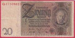 Německo - 20 Reichsmark 22.1.1929 - série Q-X - 8 m.č.