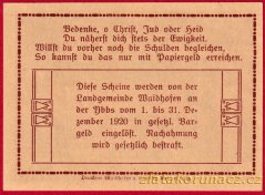 Waidhofen - 30 haléřů - 1920 - hnědá