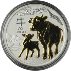 Austrálie - 1 Dollar 2021 Rok Buvola - Pozlacená