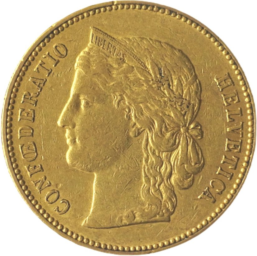 Zlatá mince Švýcarska - 20 Frank 1896 B