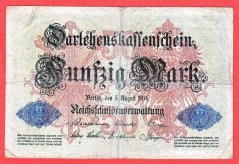 Německo - 50 mark 5.8.1914 - série P-6-m.číslovač