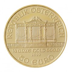 Zlatá mince Rakouska - 1/2 Oz Philharmoniker 2022