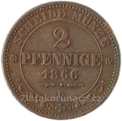 Sasko - 2 pfennige 1866 B