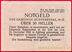 Ruppersthal - 50 haléřů - 1920