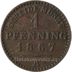 Prusko - 1 pfenning  1867 A