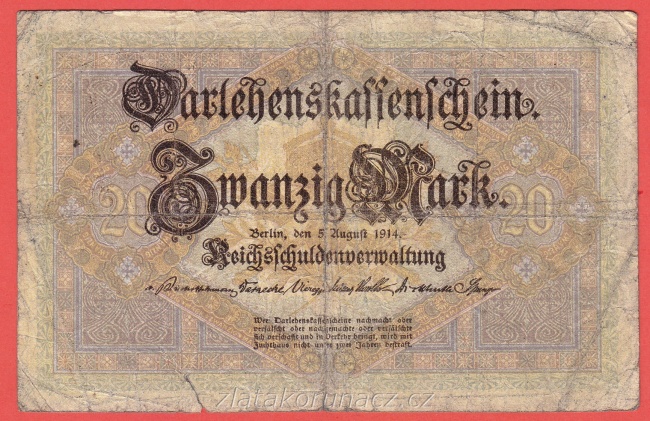 Německo - 20 mark 5.8.1914 - série M