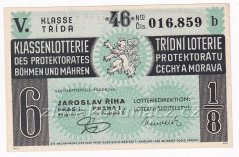 Los - 20 k - 46. Třídní loterie Protektorátu V. - B r.1942
