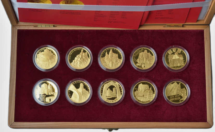 2016-2020 Sada zlatých mincí Hrady ČR Proof