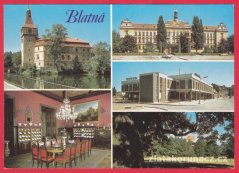Blatná - zámek, škola, obch. středisko, jídelna v zámku, park