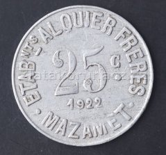 Francie - 25 centimes 1922 Mazamet
