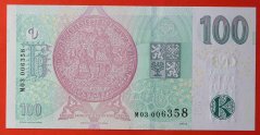 Česká republika - 100 korun 2018 s přítiskem M03