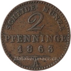 Prusko - 2 pfenninge 1863 A