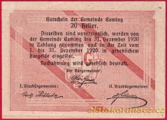 Gaming - 20 haléřů - 1920
