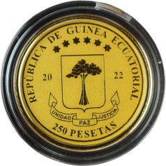 Zlatá mince Rovníková Guinea - 250 Pesetas 2022 - Abraham Lincoln