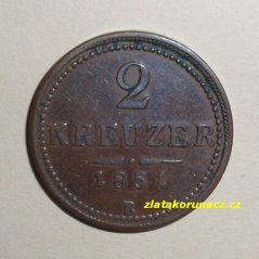 2 Krejcar 1851 B