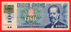 Česká republika - 1000 korun - 1985 kolek C 33