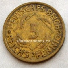 Německo - 5 Reichspfennig 1925 F