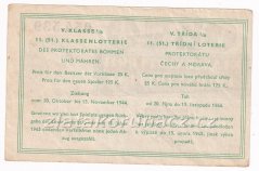 Los - 25 k - 51. Třídní loterie Protektorátu V. - F r.1944
