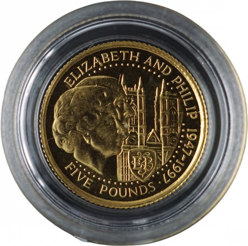 Zlatá mince - Guernsey - 5 Pounds 1997 Elizabeth and Philip