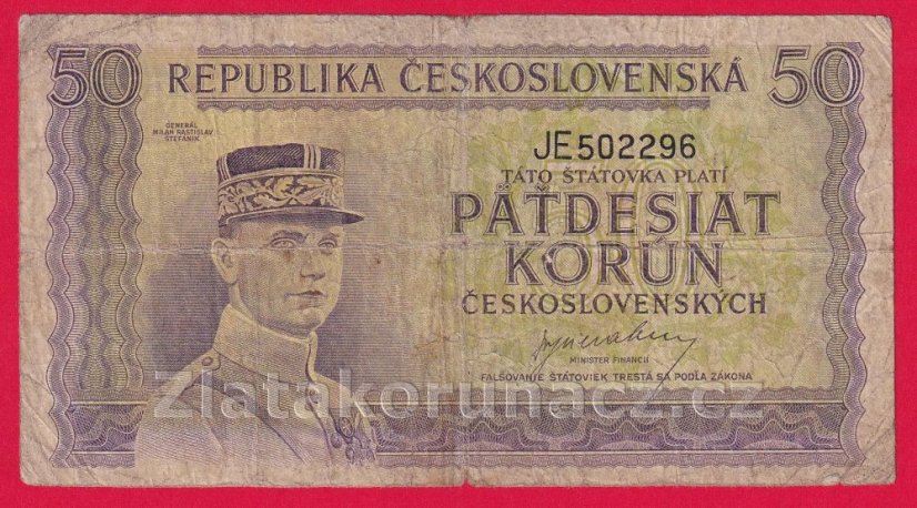 50 Kčs b.l. 1945 JE