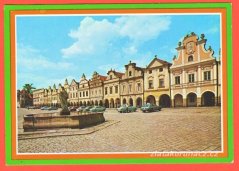 Telč-Náměstí,Kašna,Auta
