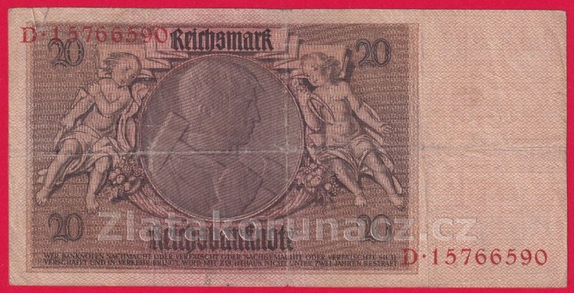 Německo - 20 Reichsmark 22.1.1929 - série D - i - 8 m.č.