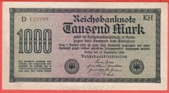 Německo - 1000 mark 15.9.1922 - série D-KH - 6 m.č.