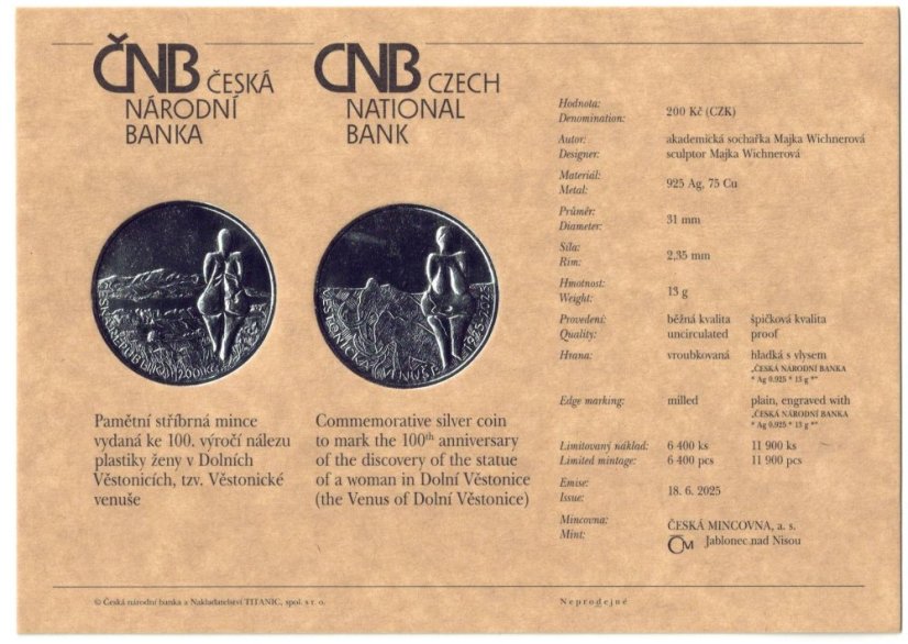 2025 - 200Kč plastika Věstonické Venuše Proof