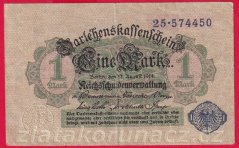 Německo - 1 mark 12.8.1914 - modrá pečeť č.25