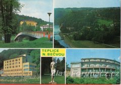 Teplice nad Bečvou - most, socha, lesy kolem