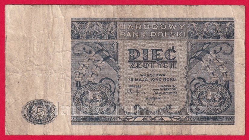 Polsko - 5 Zlotych 1946