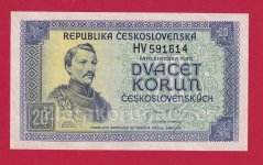 20 Kčs b.l.1945 HV