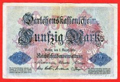 Německo - 50 mark 5.8.1914 - série U-7-m. číslovač