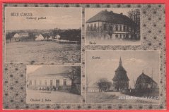 Bílý Újezd-škola, kostel, obchod