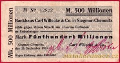 Siegmar-Chemnitz - 500 miliónů marek - 1923 - série M