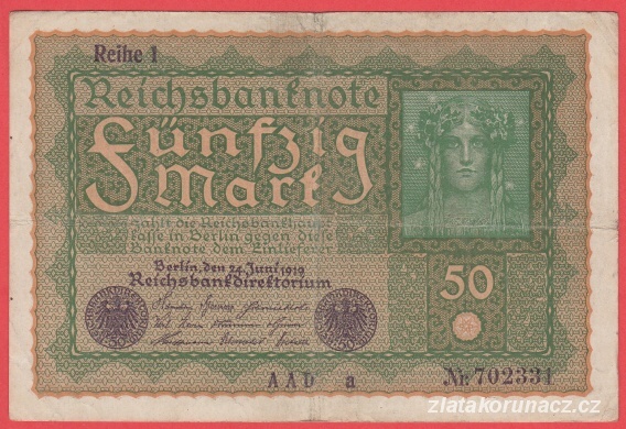 Německo - 50 mark 24.6.1919 - série AADa-pořadí 1
