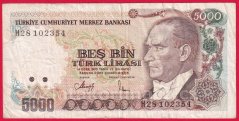 Turecko - 5 000 lira 1970(1990)