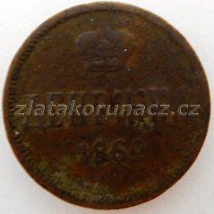 Rusko- 1/2 kopějky 1862 B.M.