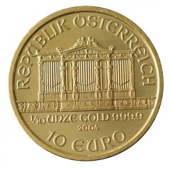 Zlatá mince Rakouska - 1/10 Oz Philharmoniker 2004