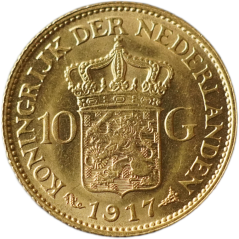 Zlatá mince - Holandsko 10 Gulden 1917