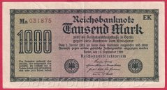 Německo - 1000 mark 15.9.1922 - série Ma-EK