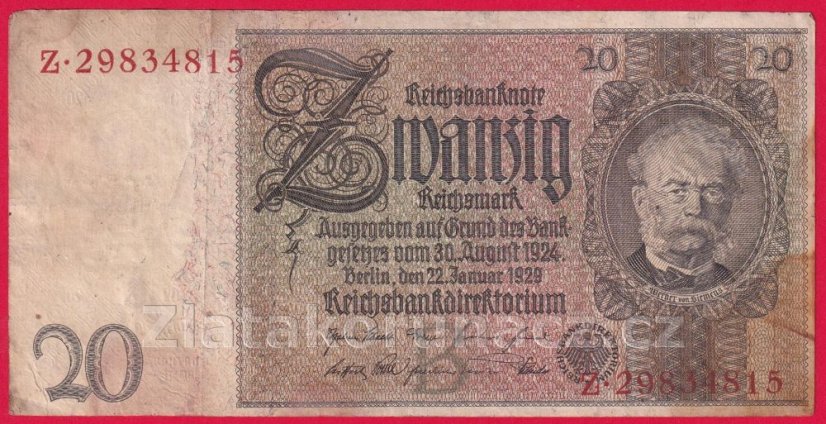 Německo - 20 Reichsmark 22.1.1929 - série Z-B