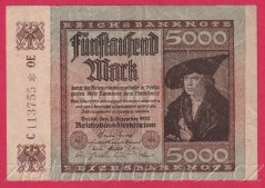 Německo - 5000 mark 2.12.1922 - série C-OE - 6 m.č.