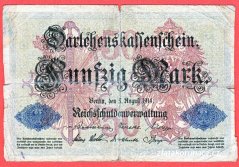 Německo - 50 mark 5.8.1914 - série Y -6-m.číslovač