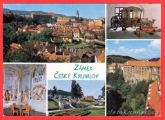Český Krumlov - Zámek pohled od západu, Kočár, Maškarní sál, Fontána