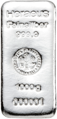 Stříbrný investiční slitek Heraeus 1000 g